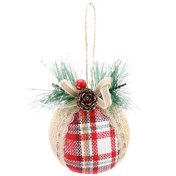 Jogo C/6 Peças Bolas Xadrez Juta Galhos Vrm/vrd 8cm 1106231