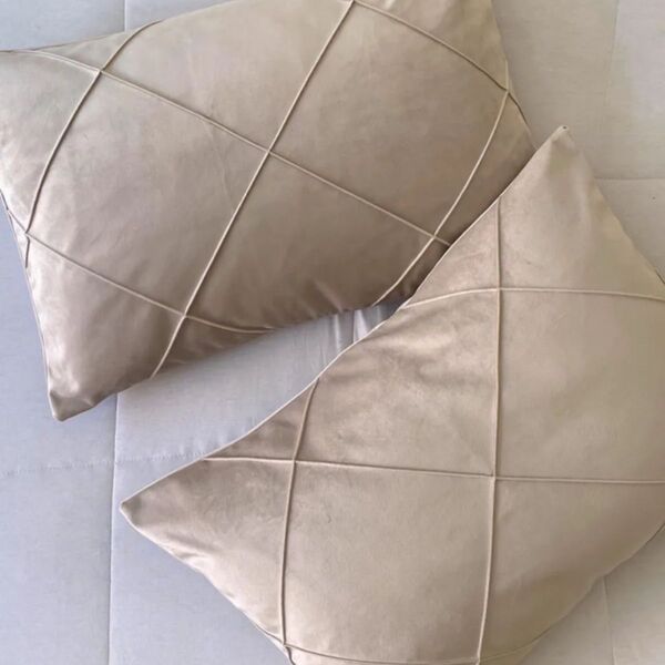 Jogo C/ 2 Porta Travesseiros Veludo Drapeado Bege