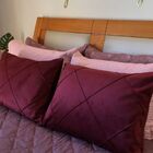 Jogo C/ 2 Porta Travesseiros Veludo Drapeado Bordô