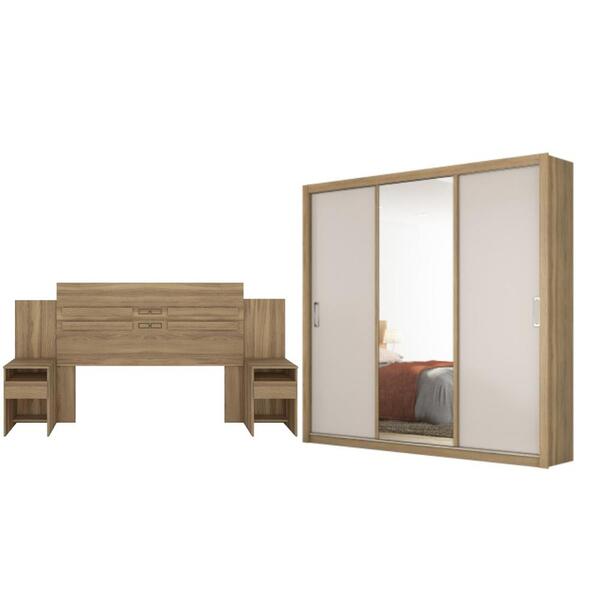 Jogo Cabeceira E Guarda Roupa Casal Tel Amendola Off-white