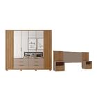 Jogo Cabeceira E Roupeiro Com 4 Espelhos Lesoto Buriti Fendi