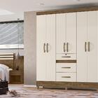 Jogo Cabeceira E Roupeiro Mckenzie Castanho Wood Baunilha