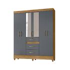 Jogo Cabeceira E Roupeiro Mckenzie Com Espelho  Freijó Cinza