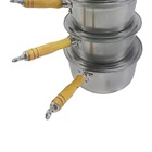 Jogo Caçarola Panela Alumínio Polido Cabo Madeira 14 Ao 22cm