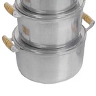 Jogo Caçarola Reta Alumínio Polido Alça De Madeira 26 Ao 30