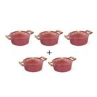 Jogo Caçarolas Reta Alumínio Craqueado Alça Madeira 16 Ao 24