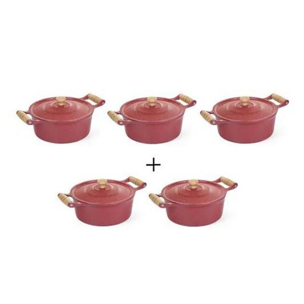 Jogo Caçarolas Reta Alumínio Craqueado Alça Madeira 16 Ao 24