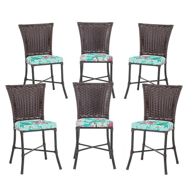 Jogo Cadeira De Jantar Em Alumínio E Fibra Estofado Impermeav