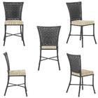 Jogo Cadeira De Jantar Em Alumínio E Fibra Estofado Impermeav