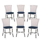 Jogo Cadeira De Jantar Em Alumínio E Fibra Estofado Impermeav