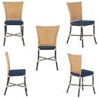 Jogo Cadeira De Jantar Em Alumínio E Fibra Estofado Impermeav