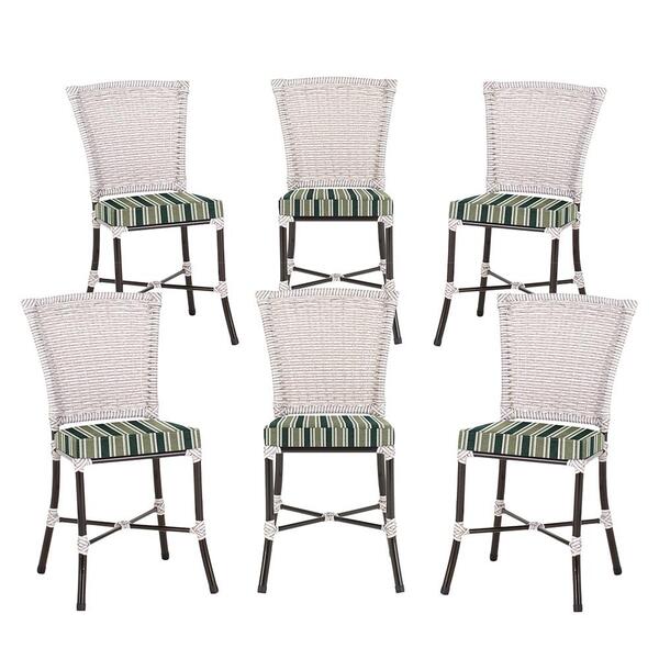 Jogo Cadeira De Jantar Em Alumínio E Fibra Estofado Impermeav