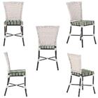 Jogo Cadeira De Jantar Em Alumínio E Fibra Estofado Impermeav