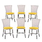 Jogo Cadeira De Jantar Em Alumínio E Fibra Estofado Impermeav