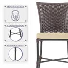 Jogo Cadeira De Jantar Em Alumínio E Fibra Estofado Impermeav