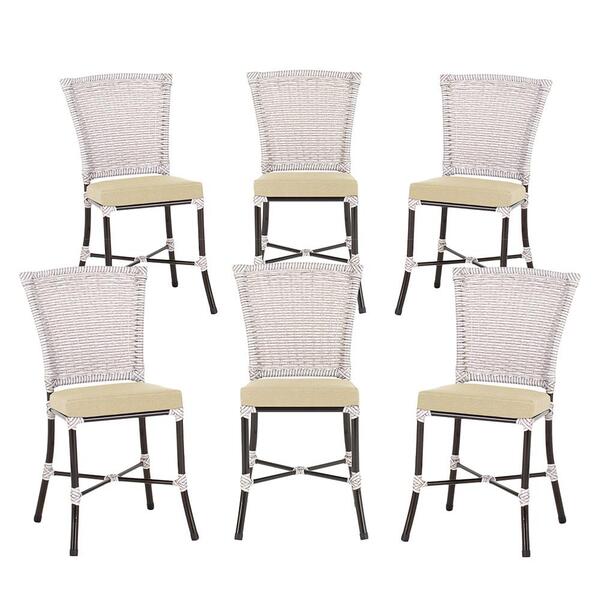 Jogo Cadeira De Jantar Em Alumínio E Fibra Estofado Impermeav