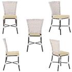 Jogo Cadeira De Jantar Em Alumínio E Fibra Estofado Impermeav