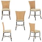 Jogo Cadeira De Jantar Em Alumínio E Fibra Estofado Impermeav