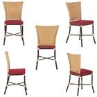 Jogo Cadeira De Jantar Em Alumínio E Fibra Estofado Impermeav