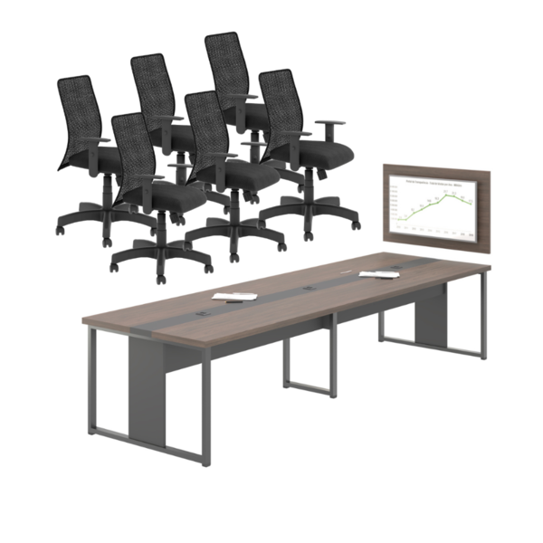 Jogo Cadeiras E Mesa Com Painel Rodes Freijó Preto