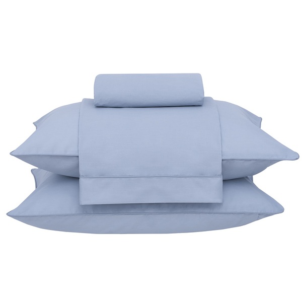 Jogo Cama Casal Buddemeyer 180 Fios Basic Percalle Azul 017