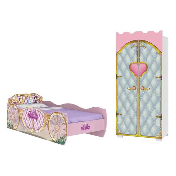 Jogo Cama E Guarda-roupa Orbe Rosa Claro