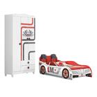 Jogo Cama E Roupeiro Cars Branco Acetinado