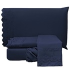 Jogo Cama King Angely Bordado Inglês 4pç 100% Poliéster - Mar