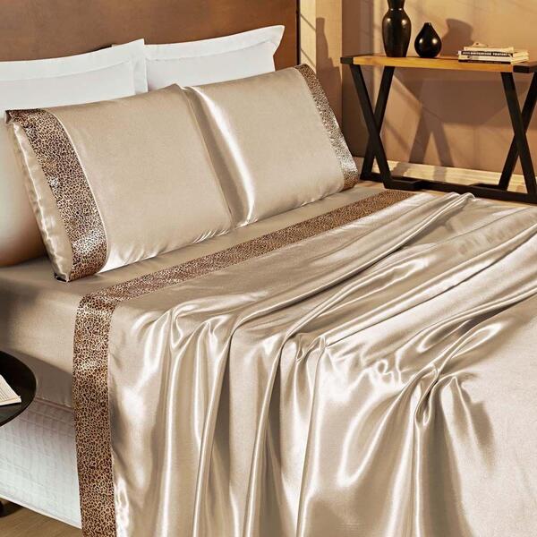 Jogo Cama Lençol África King Cetim Charmousse Animal Print 4
