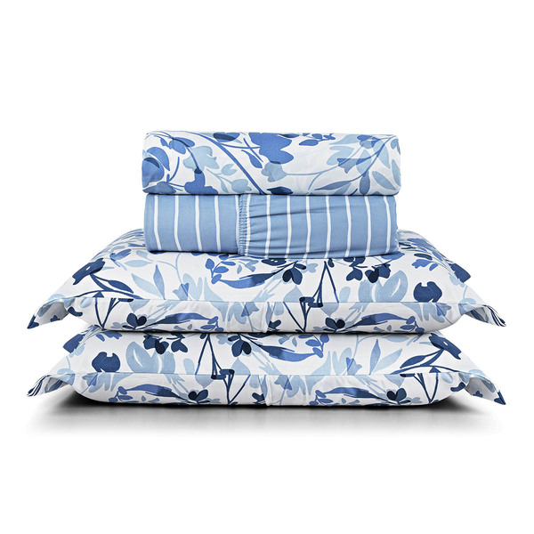 Jogo Cama Lençol Belle Queen 400 Fios Estampado 4 Peças Flori