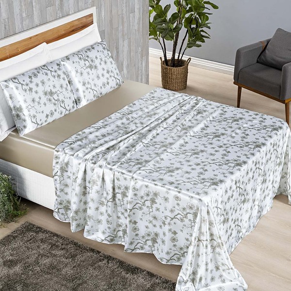 Jogo Cama Lençol Charme Padrão 4 Peças - Marfim - 100% Poliés