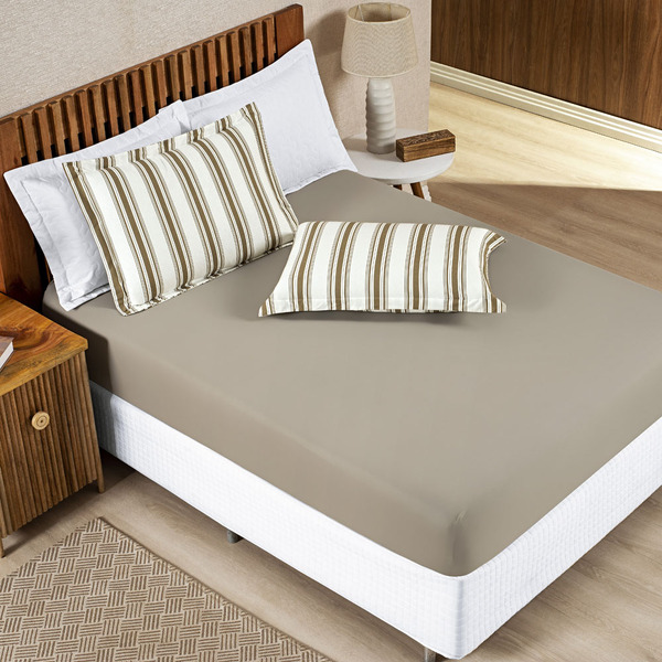 Jogo Cama Lençol Daily Casal Padrão Malha 100% Algodão Listra