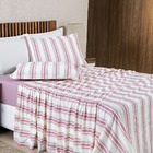 Jogo Cama Lençol Daily Casal Padrão Malha 100% Algodão Listra