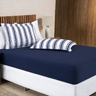 Jogo Cama Lençol Daily Queen Malha Algodão Listrado 3 Peças -
