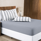 Jogo Cama Lençol Daily Queen Malha Algodão Listrado 3 Peças -