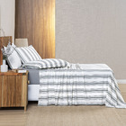 Jogo Cama Lençol Daily Queen Malha Algodão Listrado 4 Peças -