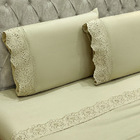 Jogo Cama Lençol Detail Casal Padrão Bordado Guipir Bordado I