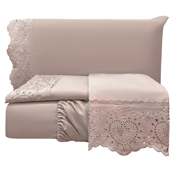 Jogo Cama Lençol Detail Casal Padrão Bordado Guipir Bordado I