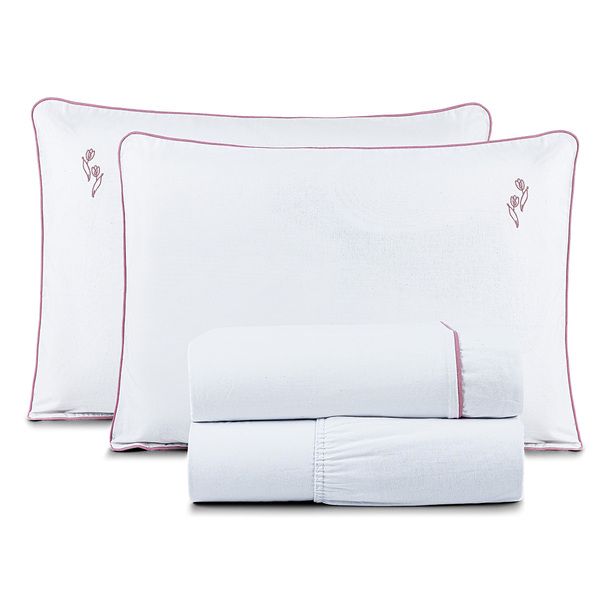 Jogo Cama Lençol Diana Queen Percal 200 Fios 100% Algodão 4 P