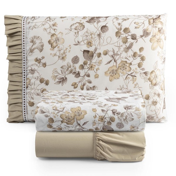 Jogo Cama Lençol Fiore Solteiro Estampado 180 Fios 100% Algod