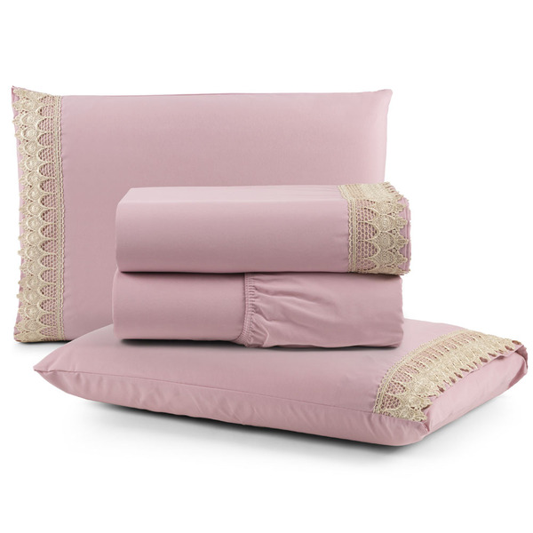 Jogo Cama Lençol Haia Queen Percal 200 Fios Algodão Guipir Bo