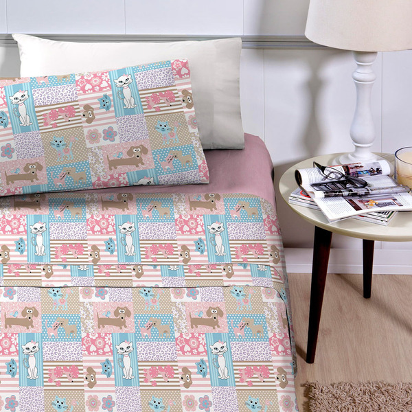 Jogo Cama Lençol Joy Solteiro Infantil Estampado 3 Peças - Pe