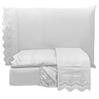 Jogo Cama Lençol Loren Casal Padrão Bordado Inglês Micro Perc