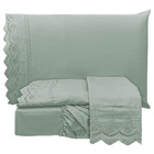 Jogo Cama Lençol Loren Casal Padrão Bordado Inglês Micro Perc