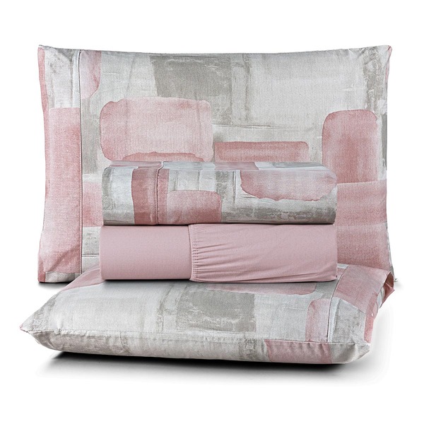 Jogo Cama Lençol Maris Queen Percalle 200 Fios Estampado 4 Pe