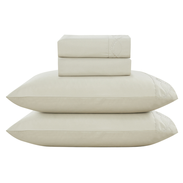 Jogo Cama Lençol Merit King Bordado Coroa De Louros Percal 30