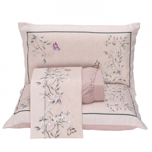 Jogo Cama Lençol Santorini Queen Estampa Florida Percal 300 F