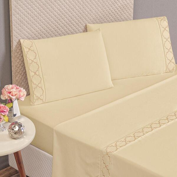 Jogo Cama Lençol Santoro Queen 4 Peças Palha