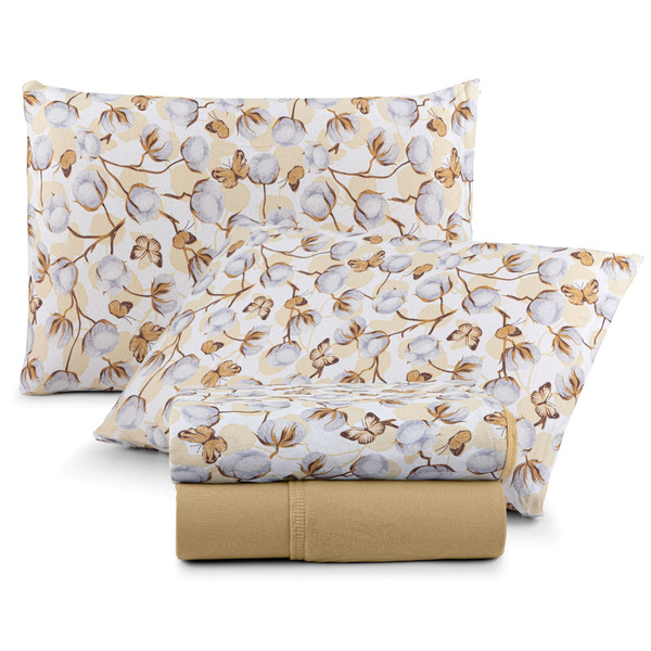 Jogo Cama Lençol Sonnet King Malha Estampada 100% Algodão 4 P