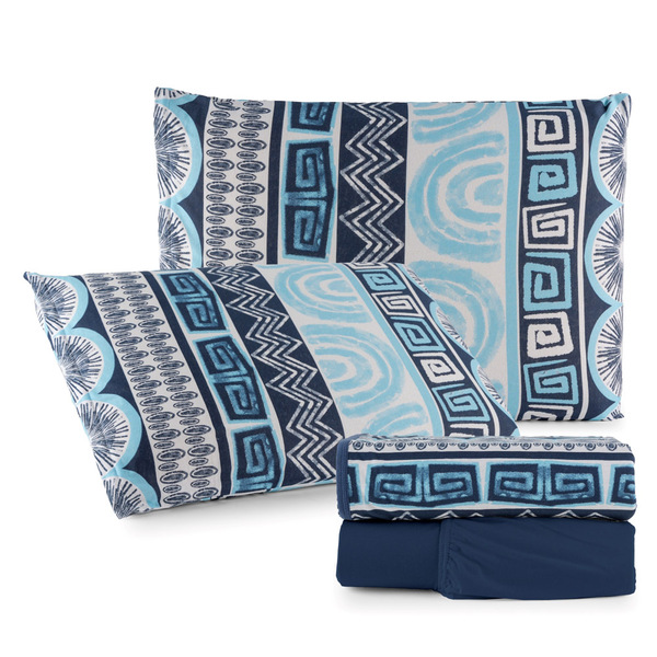 Jogo Cama Lençol Sonnet Queen Malha Estampada 100% Algodão 4